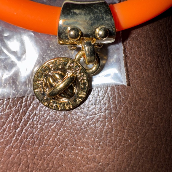 Marc By Marc Jacobs Fluorescent Orange Silicone and Gold Tone Bracelet NWT - Picture 2 of 5